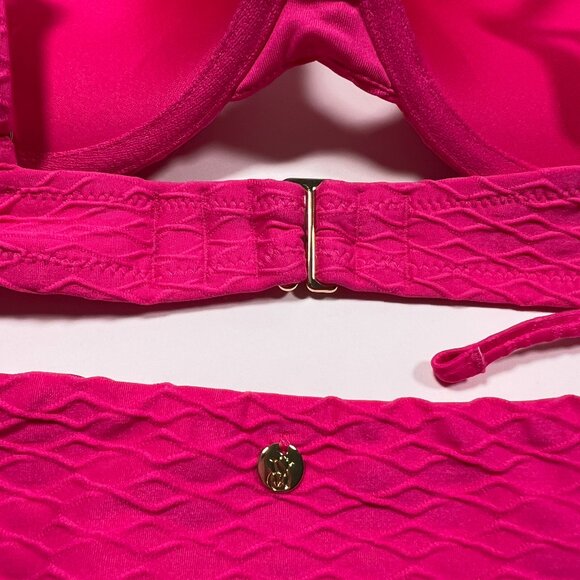 Victoria Secret 32C S SEXY TEE Push Up Bikini Top Bottom Set Textured Pink - Picture 5 of 6
